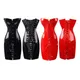 Robe corset en cuir PVC brillant pour femme surbuste long torse bustier grande taille sexy sans