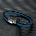 MKENDN – Bracelet en acier inoxydable noir pour homme et femme, Double couche, corde nouée, boucle magnétique, bijoux de Couple