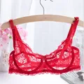 Soutien-gorge à armatures en dentelle transparente pour femmes lingerie sexy confortable