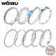 WOSTU-Bagues en argent regardé 925 véritable pour femme plaqué platine conception CZ transparente