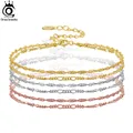 ORSA jewelry – Bracelet Double couche en argent 925 massif pour femme et fille chaîne Figaro coupe