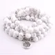 Bracelet ou collier Mala blanc enrichi 108 perles de prière de guérison Yoga pour hommes et femmes