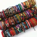 Bracelets en cuir tressé coloré pour hommes et femmes bracelets réglables style mixte bijoux