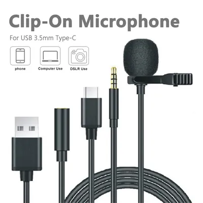 Mini Microphone USB Professionnel à réinitialisation de Type C 3.5mm pour Ordinateur Portable