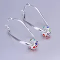 Boucles d'Oreilles en Argent 925 Clip Élégant Fiançailles Coloré Noble Belle Mode Bijoux