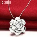 DOTEFFIL 925 argent Sterling 16-30 pouces serpent chaîne fleur pendentif collier pour femmes mode