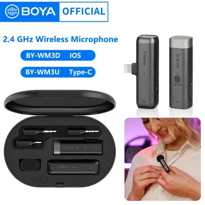 BOYA BY-WM3 Professionnel Condensateur Sans Fil Lavalier Revers Statique Microphone pour iPhone