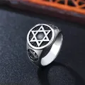 Bague Vintage Punk Star of David pour hommes en acier inoxydable 316L bagues de motard à Six