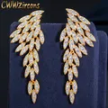 CWWZircons – boucles d'oreilles pendantes longues en zircon cubique plaqué or 18k pour femmes