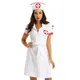 Robe de Barrage d'Infirmière avec Ceinture et Chapeau pour Femme Adulte Costume Cosplay Uniforme