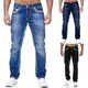 Jean classique droit bleu et noir pour homme pantalon en Denim coupe Boyfriend jambes larges