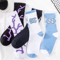 Chaussettes Harajuku tendance pour femmes Streetwear en coton noir blanc bleu haute qualité