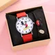 Disney-Montre à quartz pour enfants figurine d'anime pointeur numérique en PU ensemble de montres