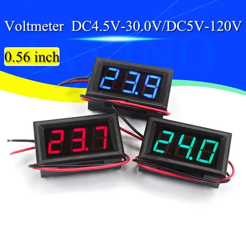 Voltmètre numérique DC 4.5V à 30V, mètre de panneau de tension, rouge, bleu, vert, 6V, 12V,
