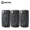 KEYYOU – porte-clés de voiture pliable à 2/3/4 boutons pour Peugeot 207 307 308 407 607 807 et