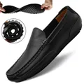 Mocassins en cuir de luxe pour hommes chaussures italiennes noires baskets de conduite pour