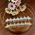 Sunspicems-Accessoire de cheveux pour femme bandeau de sauna couronne de mariée pompons de fleurs