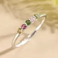 Bague Tourmaline en Argent Sterling 925 pour Femme Pierre Naturelle Multicolore S925 Ouverture