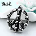 BEIER – collier Punk Rock hip-hop en acier inoxydable signe de paix Biker crâne pendentif ras