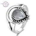 Bague avec pierre de lune et en argent starling 925 homme et femme bijou design vintage fantaisie