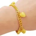 Bracelet en or 24k 4mm pendentif en forme de cœur plaqué or Bracelet à la mode bijoux cadeau