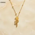 SOMMAR – colliers et pendentifs en plaqué or pour femmes grand collier avec fleur de rose