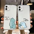 Coque de téléphone Couple dinosaure animal mignon coque transparente en silicone pour iPhone 14 13