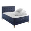 Ensemble matelas, latex, sommier, pieds, tête de lit, couette oreiller