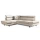 Canapé d'angle gauche convertible 5 places en tissu beige