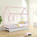 Twin Size House Shaped Bed with Twin Size Pull-Out Trundle Bed