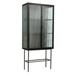 Retro Style Fluted Glass High Cabinet Storage with Dual Doors