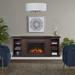 Winterset 74" TV Stand Electric Fireplace in Dk. Walnut by Real Flame - 74" L x 13.5" W x 31.5"H