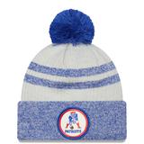 Men's New Era Navy England Patriots 2022 Sideline Historic Cuffed Pom Knit Hat