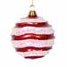 The Holiday Aisle® Stripe Candy Glitter Wave Ball Christmas Ornament Plastic in Red/White | 6" H x 6" W x 6" D | Wayfair