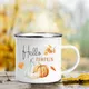 Hello Pumpkin Leaves Imprimé Émail Mugs Coffee Standardism Fall Thanksgiving Party Wine Juice