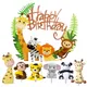Décoration de gâteau de fête sur le thème des animaux de la jungle décor de joyeux anniversaire