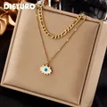 DIEYURO – collier pendentif en forme d'oeil en acier inoxydable 316L 2 en 1 chaîne à clavicule