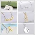 Cazador-Collier pendentif chat animal mignon pour femmes et filles tour de cou patte bijoux en