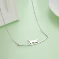 Cazador-Colliers Pendentif Chat Marchant Mignon pour Femme Bijoux en Acier Inoxydable Tour de Cou