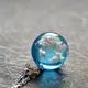 Chic Transparent résine Rould boule lune pendentif collier femmes bleu ciel blanc nuage chaîne