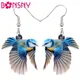 Bonsny-Boucles d'oreilles Blue Tit Bird pour femmes et filles breloques d'animaux pendentifs