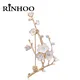 Rinhoo-Broche Fleur Perle Broche Strass Broche Cuir oral elu Clip Branche Plante Revers Bijoux