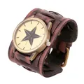 Montre-bracelet en cuir de vache large rétro pour hommes montres-bracelets vintage décontracté
