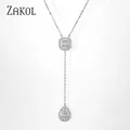 ZAKOLSimple – collier à breloques en zircone pendentif carré en forme de goutte bijoux à la mode