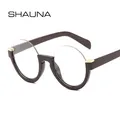 SHAUNA-Lunettes de soleil demi-monture rétro montures de lunettes rondes dégradées mode