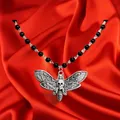 Collier de perles de verre noir Death Moth Skull bijoux populaires européens et jeunesse