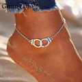 Bracelet de cheville en argent vintage pour femme menottes bracelets de cheville bohèmes bracelet