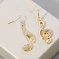 Or Argent Notes De Musique Boucles D'oreilles Complètes CZ Clair Cristal Boucle D'oreille Musical