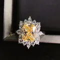 Huitan – bague carrée jaune en pierre CZ de luxe pour femme pour fête de soirée bagues élégantes