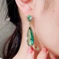 Huretailers-Boucles d'oreilles goutte d'eau en or pour femme vert violet cubique contre-indiqué